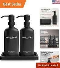 Black Glass Hand and Dish Soap Dispenser Set by - Kitchen Soap Dispenser Set ...