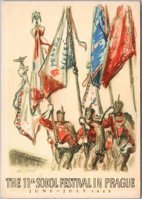 Vintage 1948 Czechoslovakia 4x6 Postcard ''11th SOKOL FESTIVAL IN PRAGUE'' /Unused