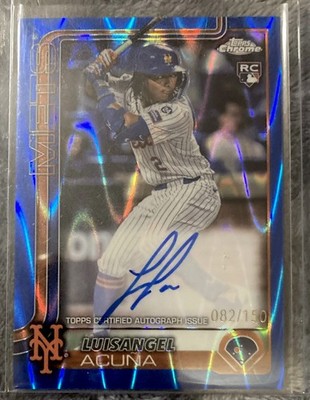 2025 Topps Chrome - Rookie Autographs Luisangel Acuna #RA-LA Blue RayWave...
