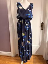 A New Day Women's Blue Floral V-Neck Sleeveless Dress Size Large NWT