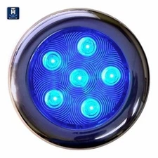 T-H Marine LED51832DP Puck Courtesy Light 6 LED BLUE Stainl. Steel 4" Housing