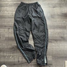 Vintage 90s Black With Blue Stripe Nike Nylon Track Pants Women  s Large