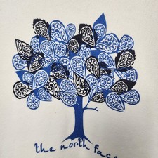 The North Face Hoodie Large Blue Tree Leave Graphic