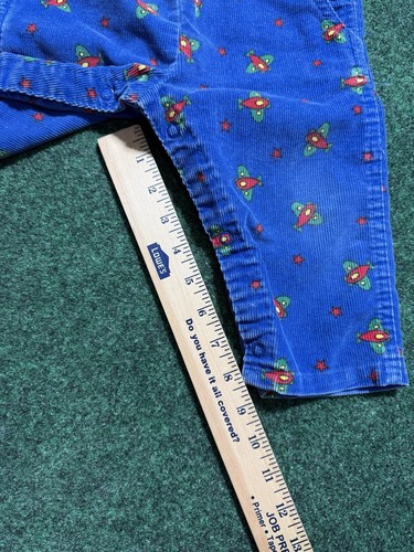 Vintage Oshkosh B’Gosh Corduroy Planes Stars Union Made Bib Overalls 18mos READ - Picture 14 of 15
