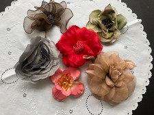 Mixed Lot 6 Vintage Silk Millinery Flowers Hat Embellishments Corsage Roses
