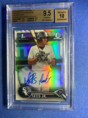 2016 Fernando Tatis Jr. Bowman 1st Auto Chrome 104/499 Refractor BGS 9.5 Auto 10