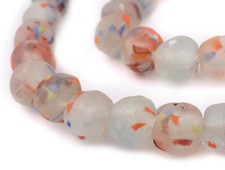 Rainbow Speckled Recycled Glass Beads 18mm Ghana African Sea Glass Multicolor
