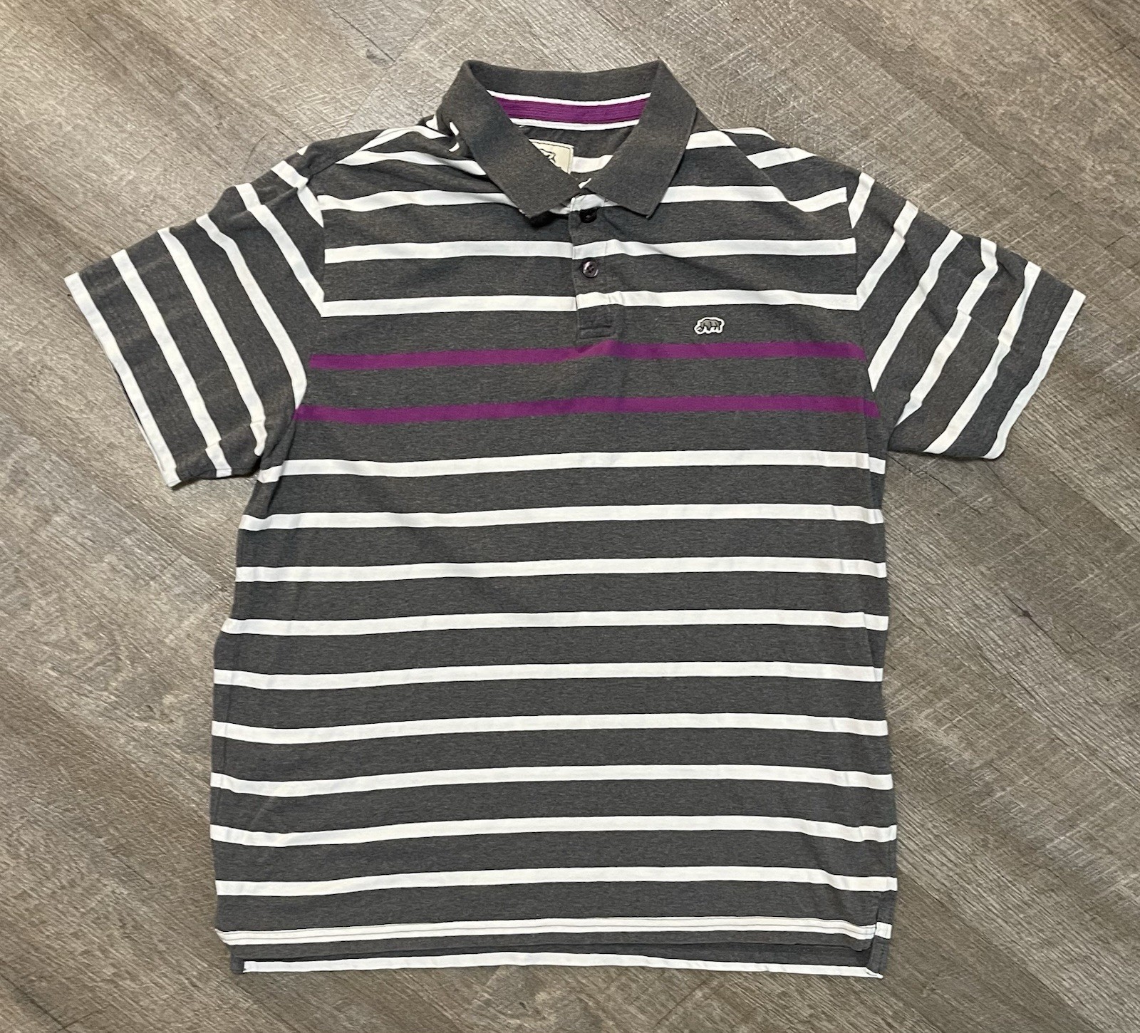 Ecko Unlimited Polo Shirt 2XL Retro Rhino Short Sleeve Knit Multi Striped Tee