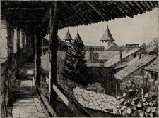 E J STOREY Signed Etching MURTEN - MORAT SWITZERLAND - 20TH CENTURY