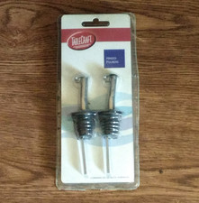 TableCraft Hinged Pourers 2-Pack Silver/Black Bar Bottle Pour Spouts