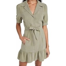 PAIGE Mayslie Dress Sage Green Utility Belted Mini Shirt Dress XL