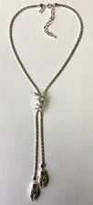QVC Attitudes by Renee Silver Tone Lariat Snake Necklace 16"