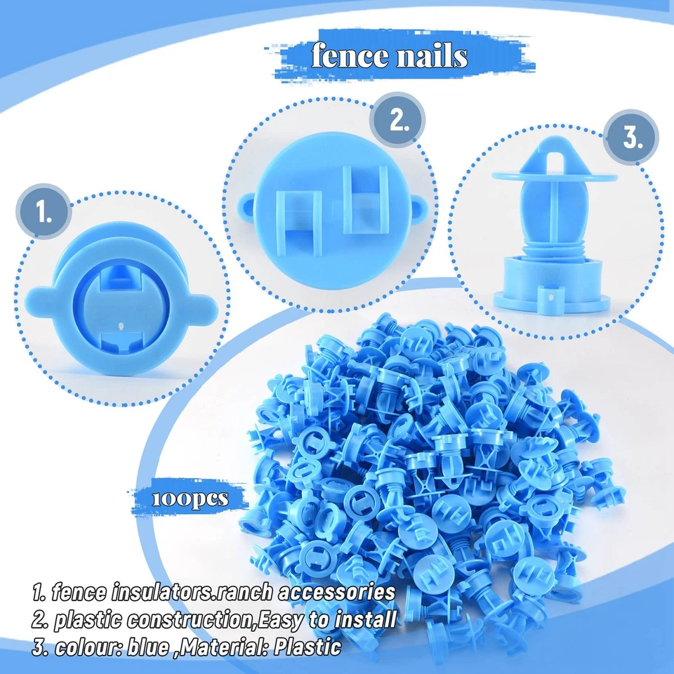 2X(100 Pezzi Recinzione Elettrica Isolatori Filo Impulso Recinzione Elettronica Accessori M6408 - Immagine 4 di 4