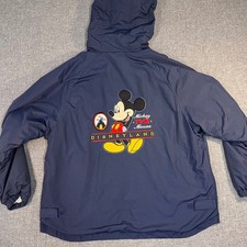 Disneyland Resort 1955 Mickey Mouse Blue Hoodie Jacket Embroidered Size L 90s
