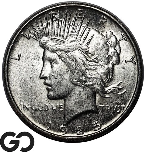 1925-S Peace Dollar, Mint Luster, Choice Unc Better Date