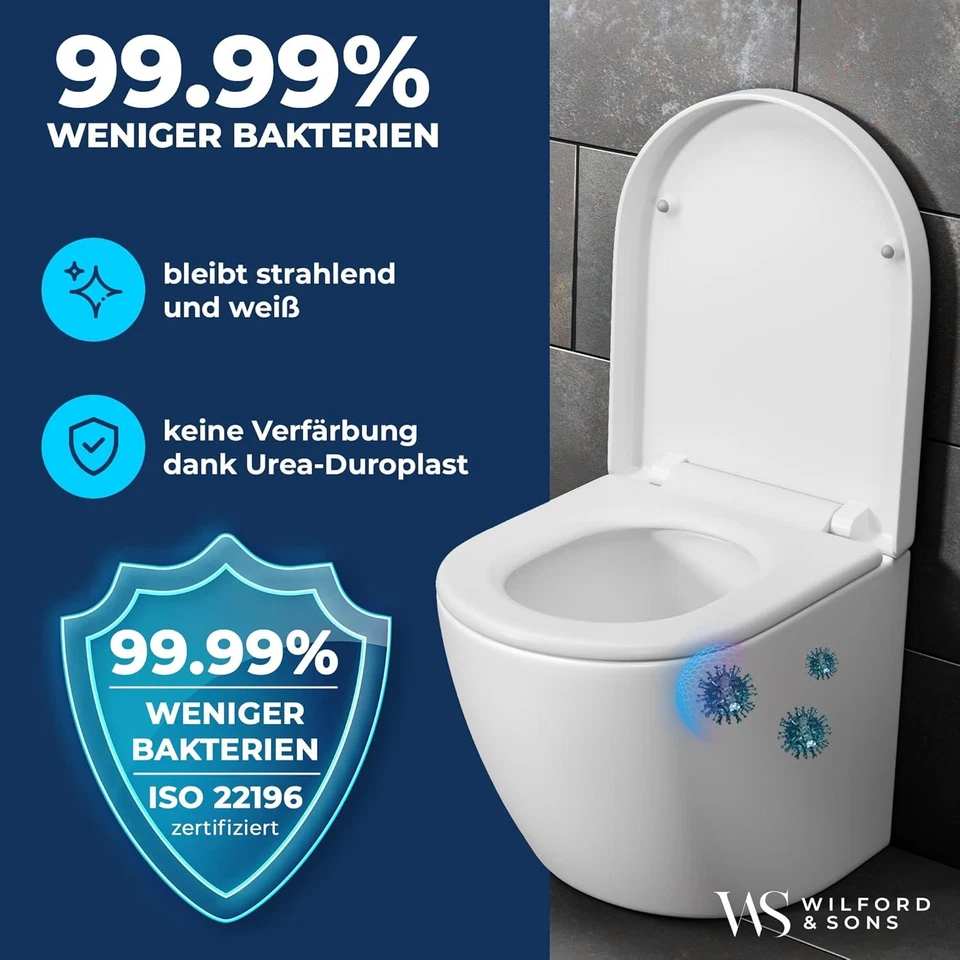 Wilford & Sons PREMIUM Toilettendecke D-Form WC Sitz Absenkautomatik Klobrille T - Bild 2 von 4