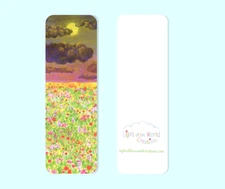 Moonlit Meadow Bookmark - Wildflower Field & Night Sky Christian Art