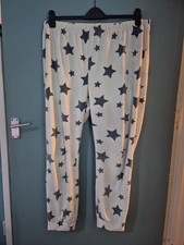 Size XL Extra Large White Fleece Star Print Lounge Pants 325/150 