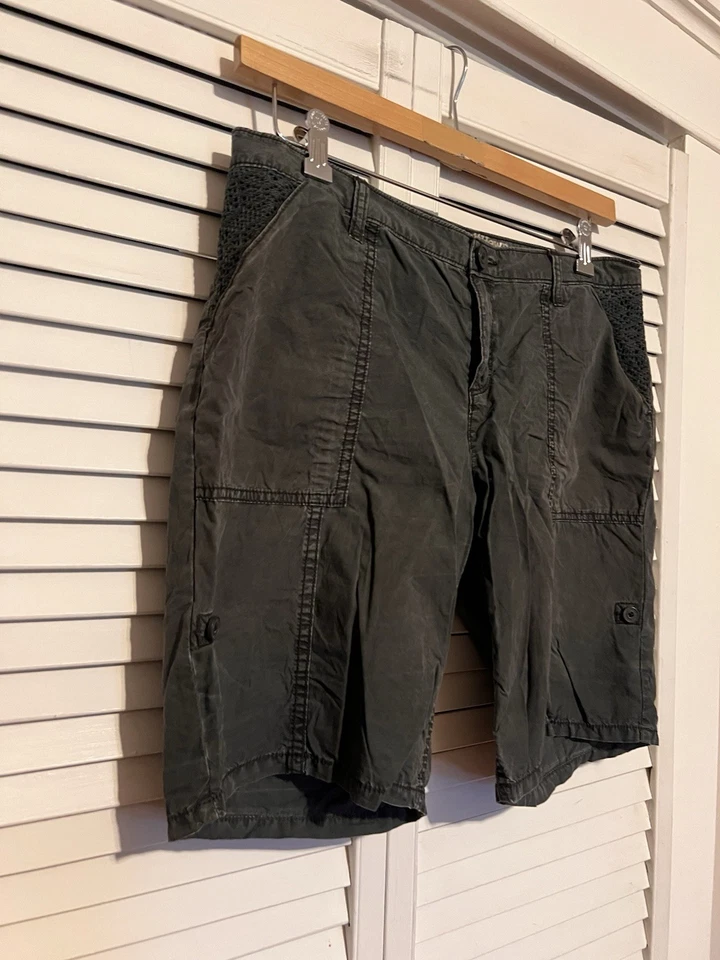 Pantalones Cortos RUFF HEWN Para Mujer Talla 8 Caqui 9.5” Entrepierna Chino Algodón Carga Azul Foto 2 de 4