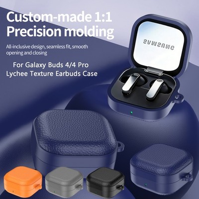 For Samsung Buds 4/4 Pro Lychee Texture Earbuds Protective Case with Keychain