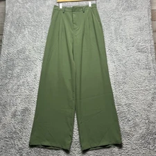 Lulus Pants Womens Large Green High Waist Wide Leg Trousers Office Career