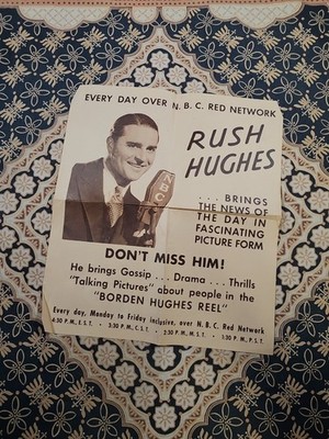 VTG 1930s RUSH HUGHES Borden Party Page OLD TIME RADIO Flyer N.B.C RED NETWORK