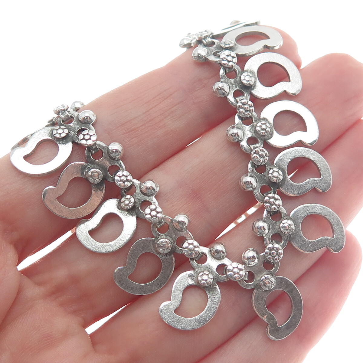 925 Sterling Silver Antique Flower Blossom Chain Necklace 16