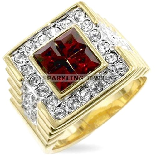 VVS Ruby Square Cut With 925 Silver Gold Plated Ring For Men #661 - Picture 5 of 5