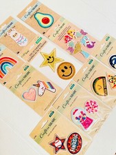 19 IRON ON Patches, Glitter Stars Smiley Faces, Children, Kids, Girls Boys Teens