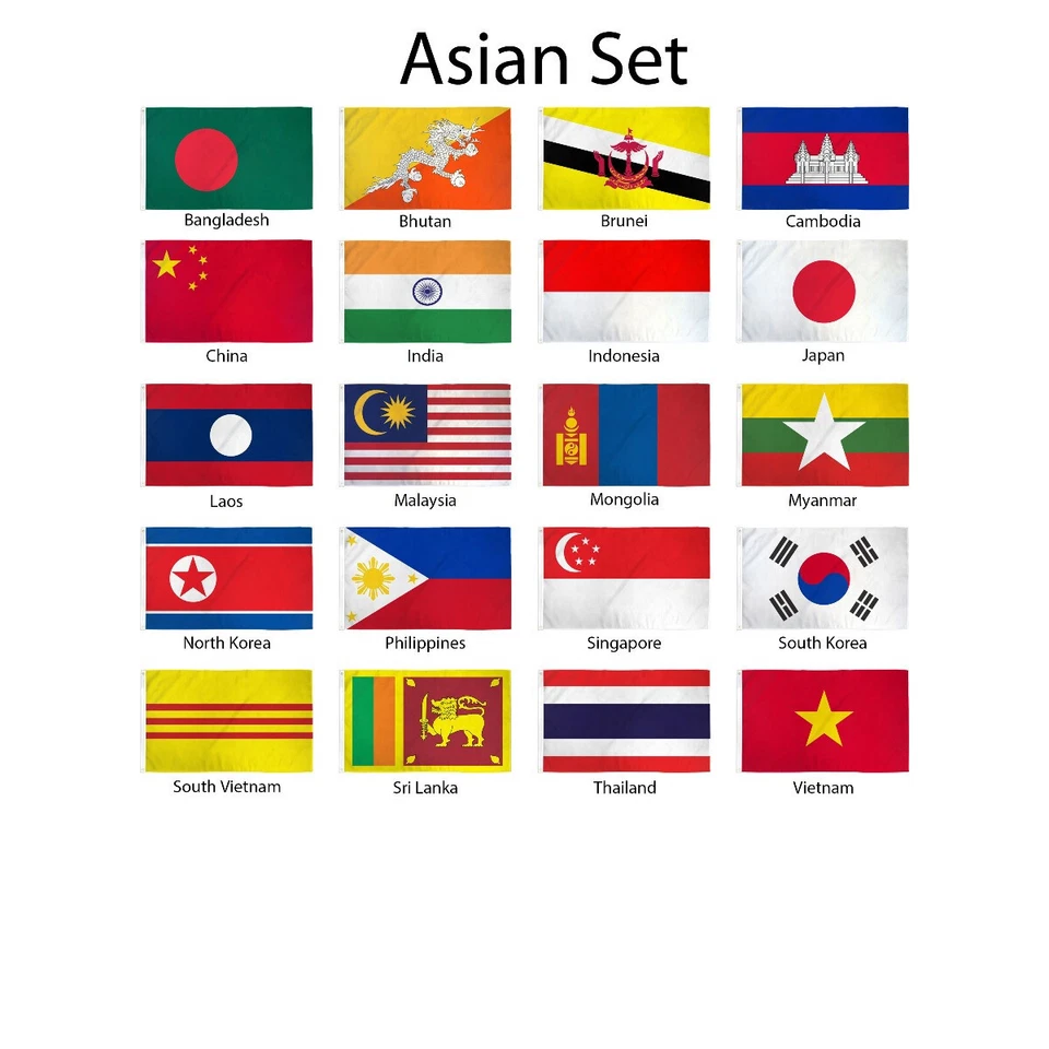 Set of 20 Asian Country Flags Set of Asian Country Flags 3x5ft House Flags - Image 2 of 2