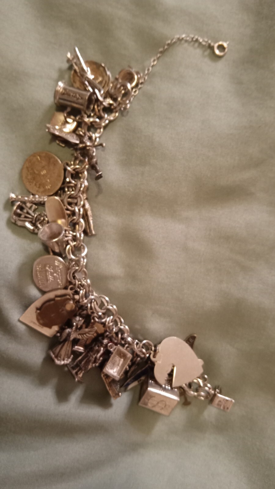 Vintage Full Charm Bracelet Travel Sterling Silver 44 Charms eBay