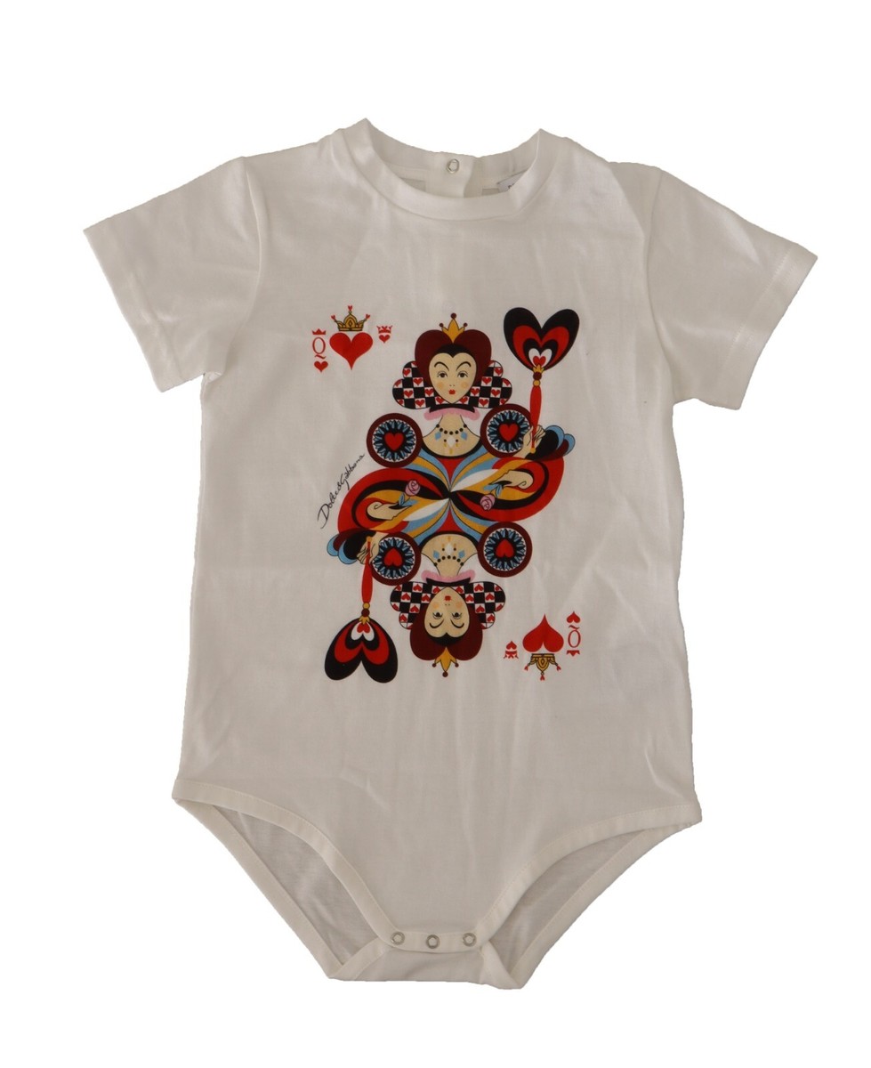 DOLCE & GABBANA Kids Onepiece Cotton White Queen Of Hearts Romper