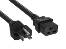 15ft NEMA 6-20P to C19 Heavy Duty Power Cord, 12 AWG, 20A/250V, SJT, Black