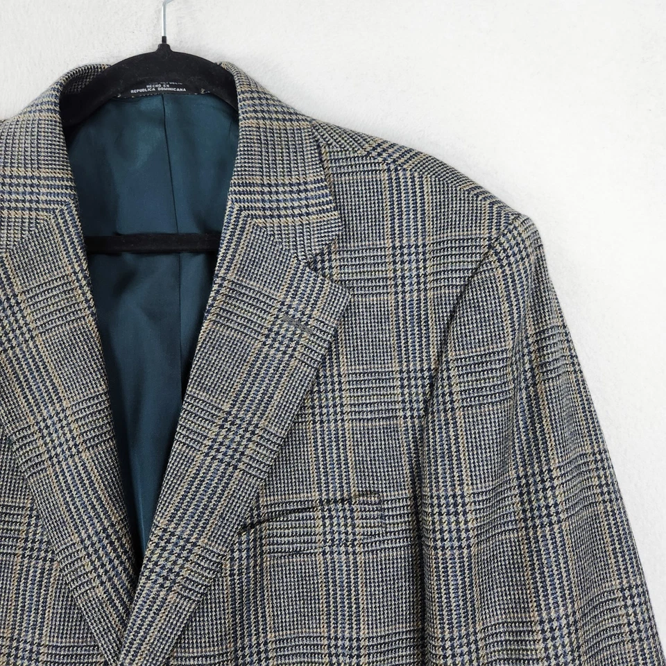 Chaqueta Woolrich Para Hombres 42L Gris Azul Cuadros Corderos Lana Dos Botones Blazer Traje Abrigo Foto 2 de 4