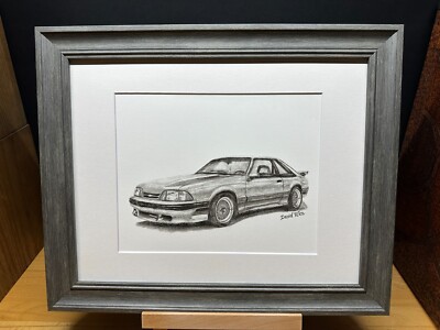 Drawing of a 1988 Ford Saleen Mustang Car Graphite Pencil Art Sketch Picture