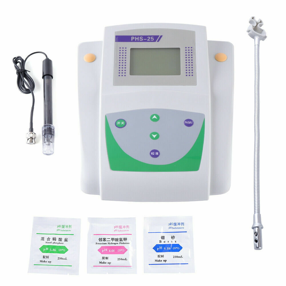 Benchtop pH Meter mV Tester Temperature Compensation Screen LCD For Lab PHS-25