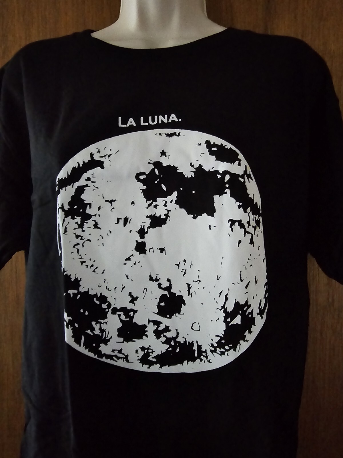 Women's/Unisex Large “La Luna” Moon T-shirt Shirt Top Black Cotton Short Sleeve image 3