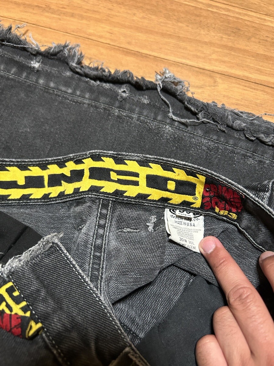 Vintage 90s Original JNCO Crime Scene Jeans Distressed Worn