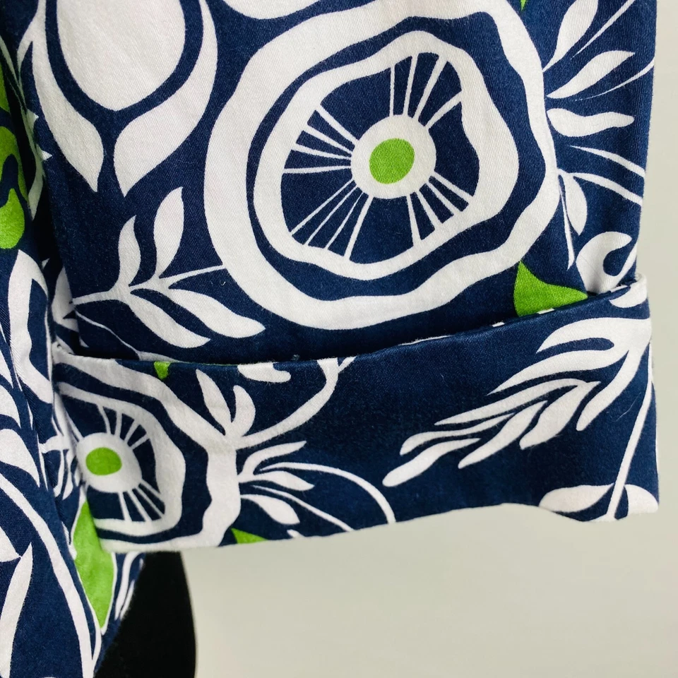 Jaqueta Blazer Dressbarn Feminina Grande L Branca Verde Marinho Floral Botão para Baixo - Imagem 4 de 4