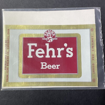 Vintage 1960s Frank Fehr's XL UNUSED Paper Label Cincinnati Ohio Q2061