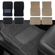 4PCS All Weather Front and Rear Universal Car Truck Carpet Floor Mats Black Gray