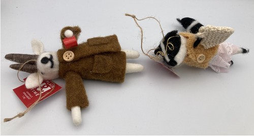 Ladies Felted Wool Ornaments w/Tag GOAT w/COFFEE Skunk in Dress w/Purse - Picture 5 of 6