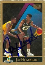 Jay Humphries autographed Basketball Card (Milwaukee Bucks) 1990 Skybox #158