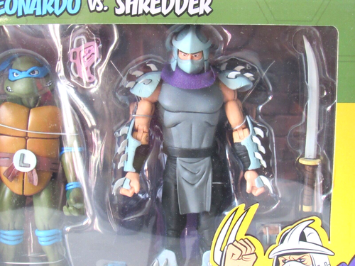 NECA Teenage Mutant Ninja Turtles dibujos animados Leonardo vs Shredder paquete de 2 SELLADOS - Imagen 2 de 11