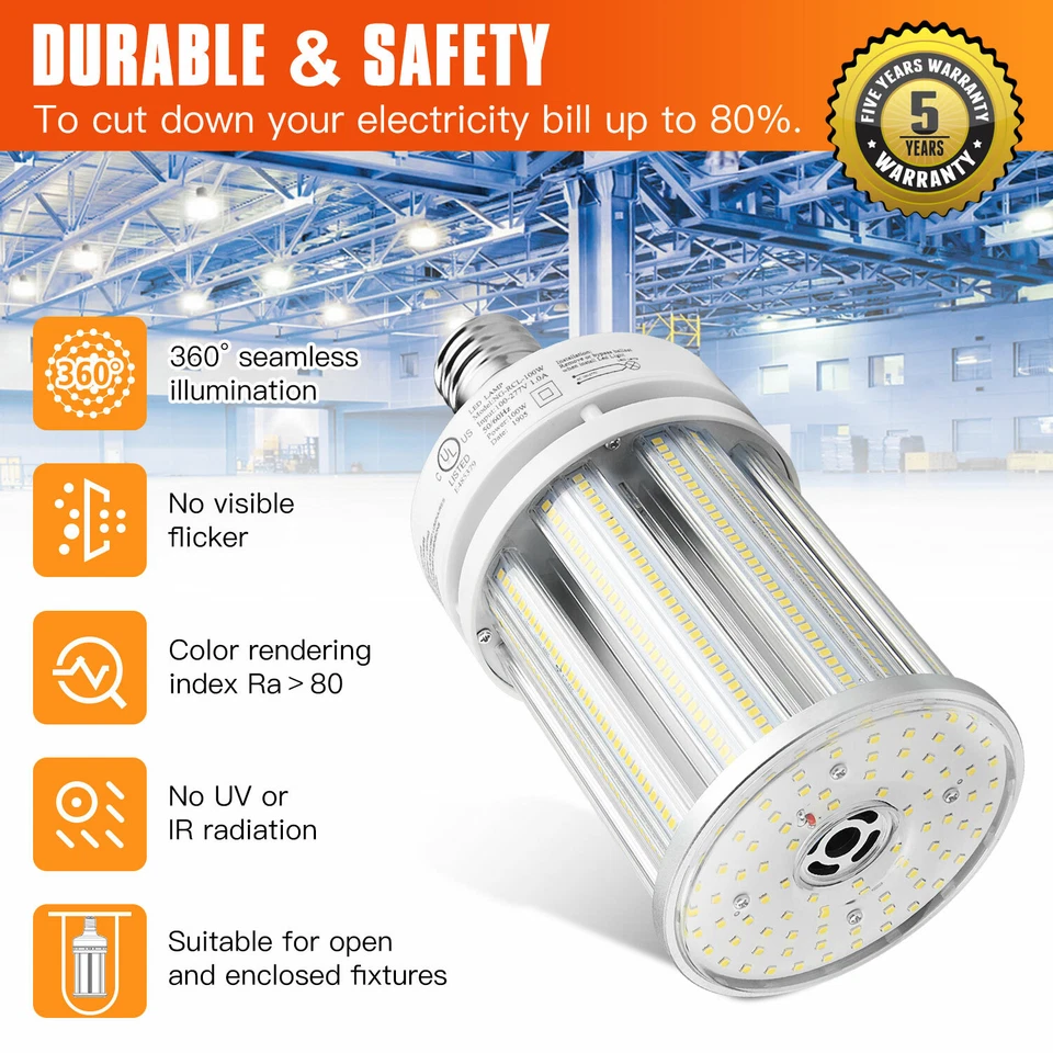 100W LED Corn Bulbs Replace 300W MH/HPS/HID Warehouse Factory High Bay Light DLC - Image 4 of 4