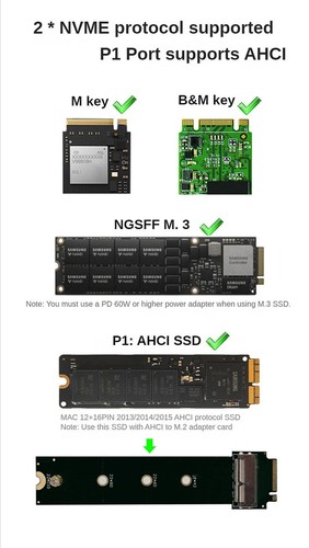 M.2 NVMe AHCI Duplicator USB3.2 Dual-Bay Offline Clone Mobile Hard Drives Dock - Photo 6/10