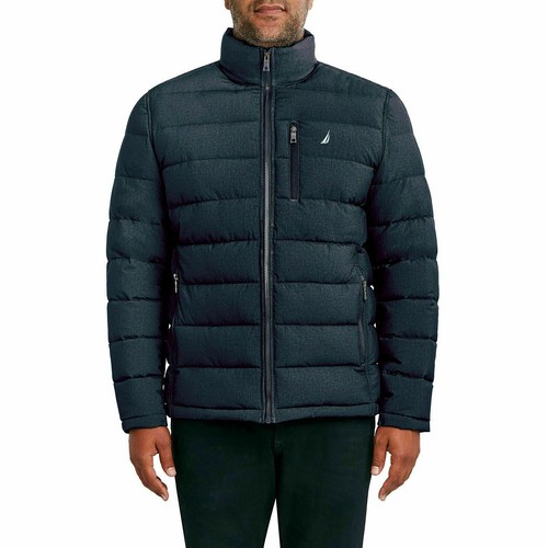 Wind Resistant Navy Blue Puffer Jacket 