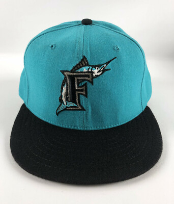 Florida Marlins New Era 5950 Baseball Hat Blue Black 'F' Size