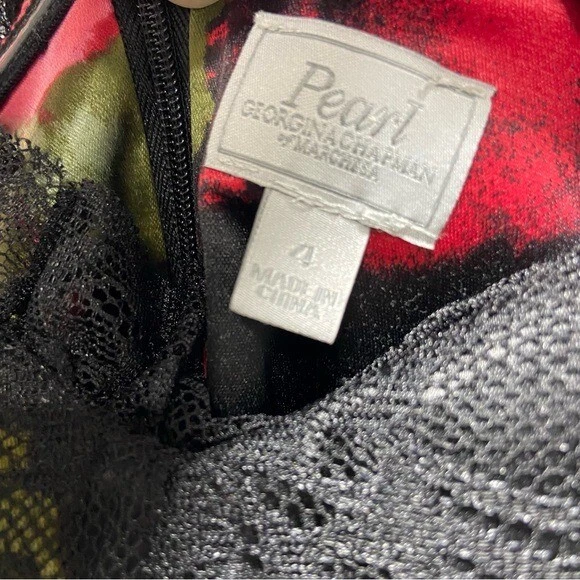 Vestido Perla Georgina Chapman de Marchesa Floral y Encaje Negro Foto 3 de 4