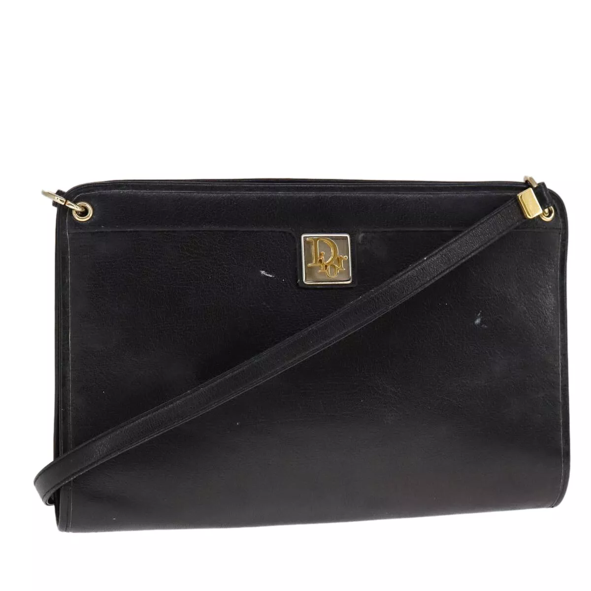 Sac bandoulière Christian Dior cuir noir authentique 107601